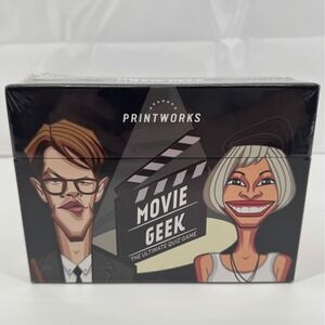 Printworks Movie Geek Quiz Game Black Illustrated Trivia Card Game NIB